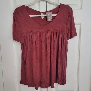 Dolan Women's Short Sleeve Burgundy Top